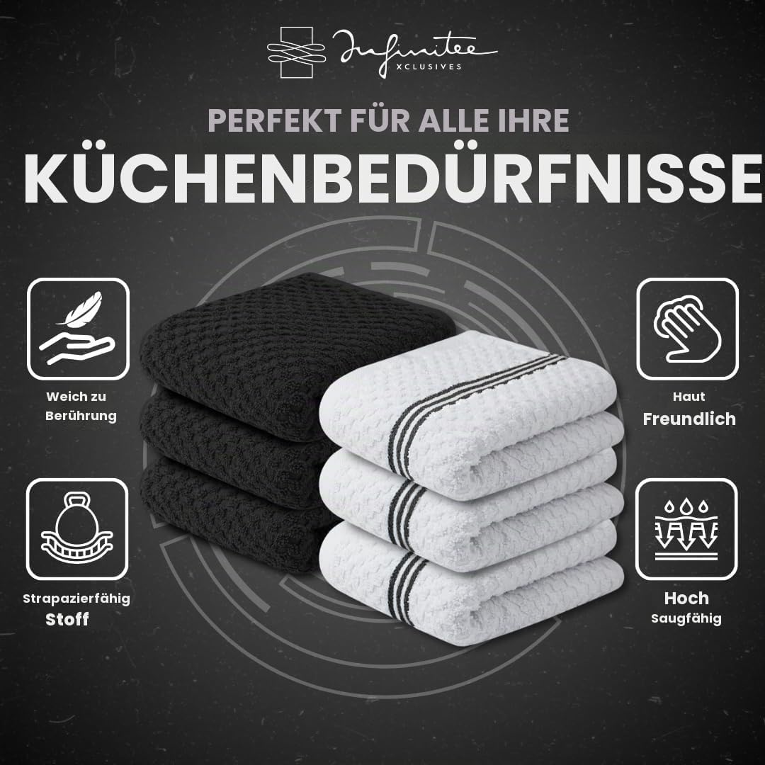 Infinitee Xclusives Küchentücher aus 100 % Baumwolle, ultraweiche Geschirrtücher, super saugfähige F