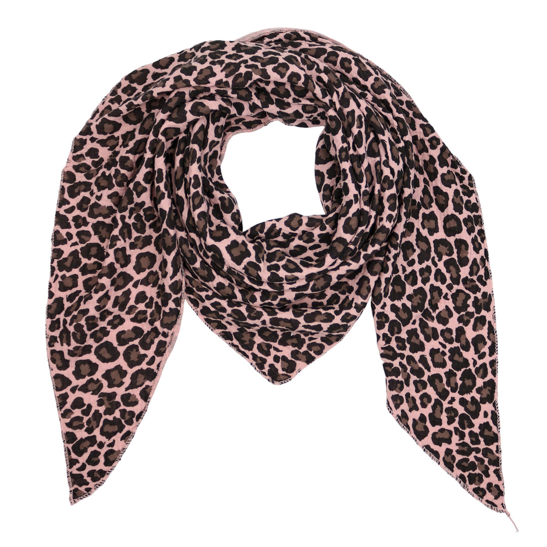 MIRROSI Damen Musselin Halstuch Made in Italy mit Leoprint oder Unifarben – Leichtes Dreieckstuch fü