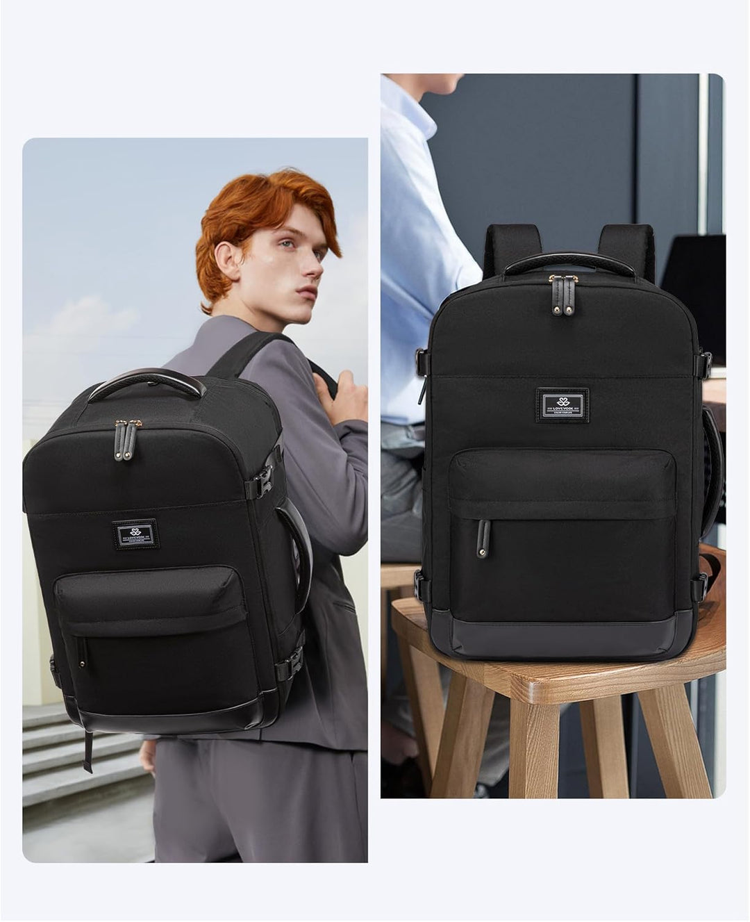 LOVEVOOK Rucksack Handgepäck Flugzeug, Reiserucksack Herren Damen Gross, 40L Cabin Bag Bordgepäck Ru