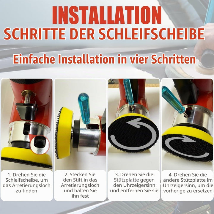 Mini Poliermaschine, 25mm 50mm 75mm Druckluft Exzenterschleifer Kleine Druckluftschleifer Polierer M