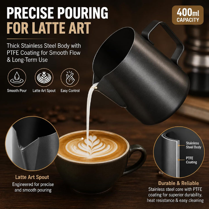 400ml Edelstahl Milchkrug Aufschäumen, Aufschäumen Krug Kaffee Milchaufschäumen Krug Tasse Milchkann