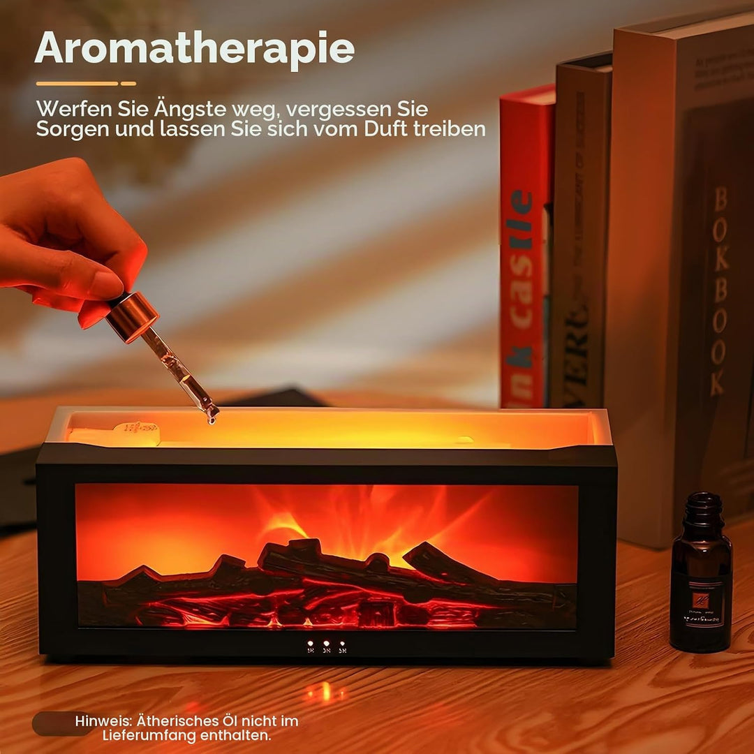 3D Flame Diffusor für ätherische Öle, Flammenbefeuchter Kamin, 150 ml mit Timer, Automatischer Absch