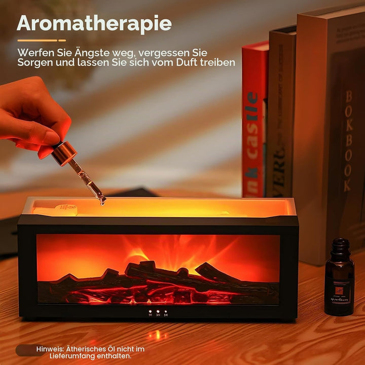 3D Flame Diffusor für ätherische Öle, Flammenbefeuchter Kamin, 150 ml mit Timer, Automatischer Absch