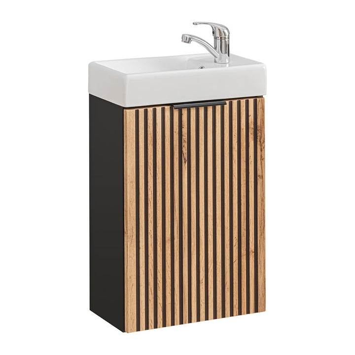 Lomadox Waschtisch 41x66x22 cm klein Gäste WC Bad Unterschrank mit Waschbecken Keramik anthrazit mit