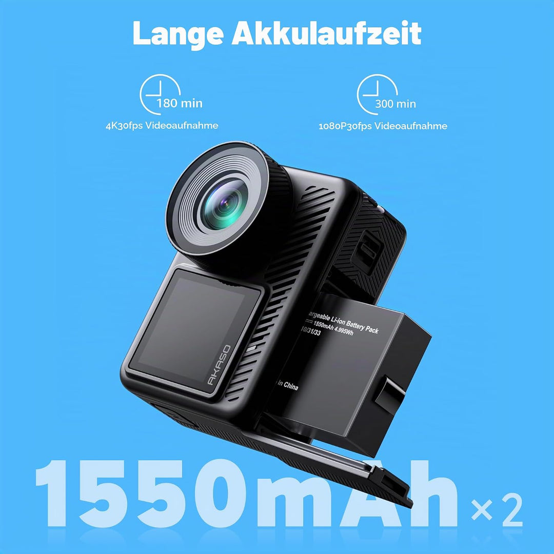 AKASO Action Cam 4K60FPS-Unterwasserkamera 20MP 60M Wasserdicht SuperSmooth Stabilisierung EIS 4.0,W