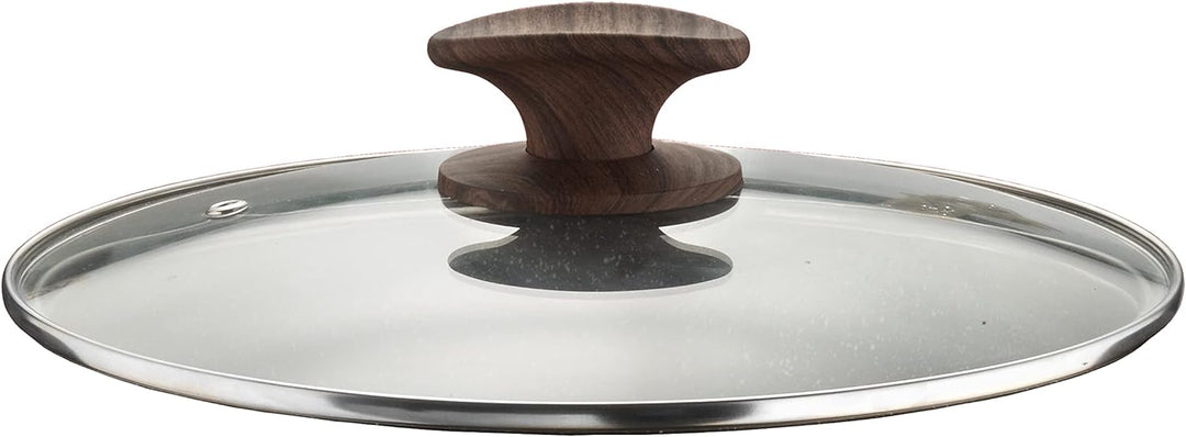 Pintinox Kasserolle aus Aluminium, Serie Natura, antihaftbeschichtet, Steinoptik, Griff in Holzoptik