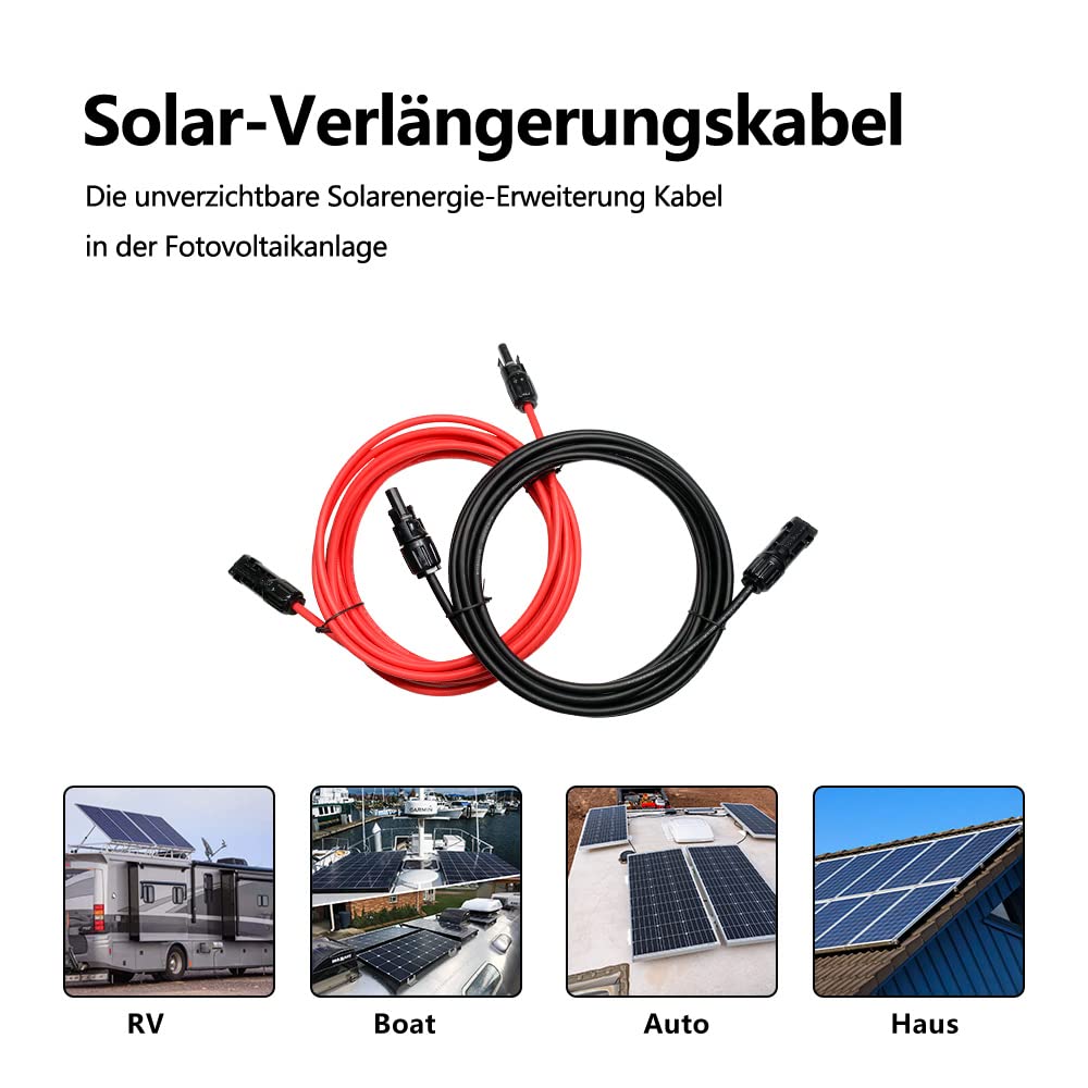 HandGold Solarkabel Verlängerung 10AWG 12m,Solarkabel 6mm2,1500V Solarkabel Verlängerungskabel,Photo