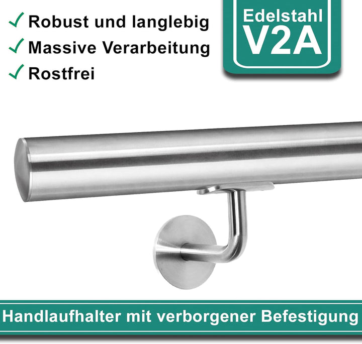 PRIOstahl Handlaufhalter Handlauf Wandhalter Handlaufstütze - 4 x Handlaufträger an Rundrohr Ø 42,4