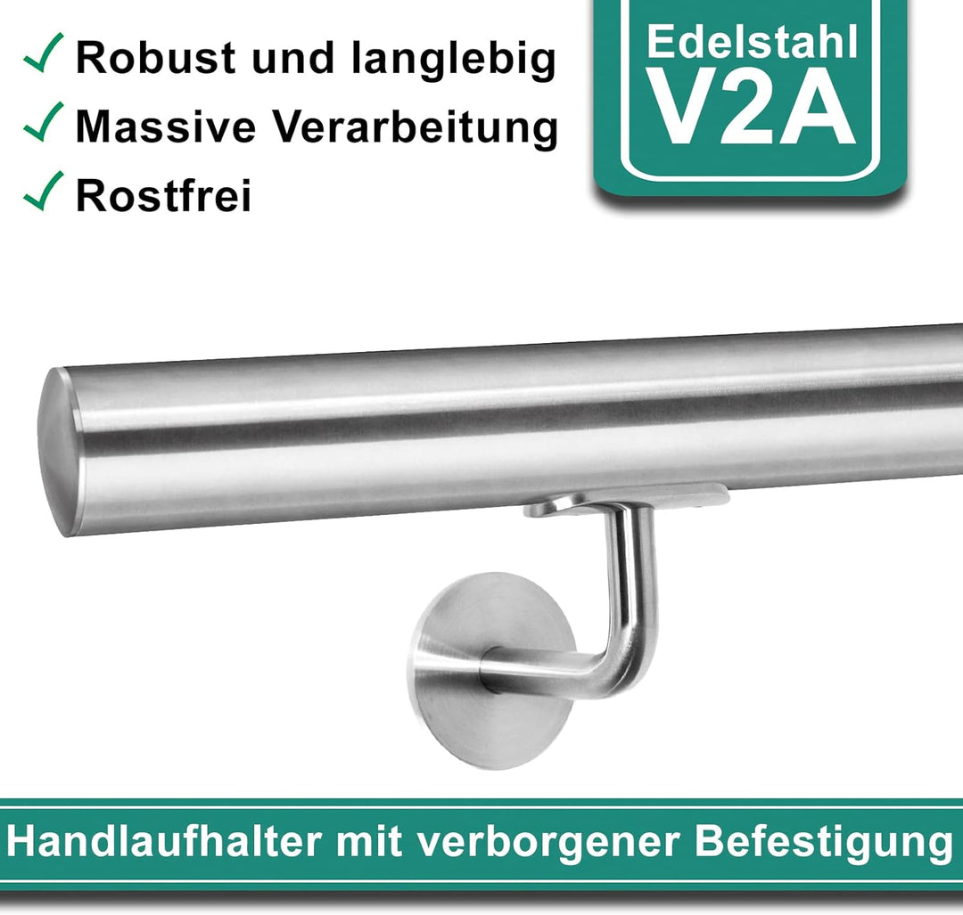 PRIOstahl Handlaufhalter Handlauf Wandhalter Handlaufstütze - 2 x Handlaufträger an Rundrohr Ø 33,7