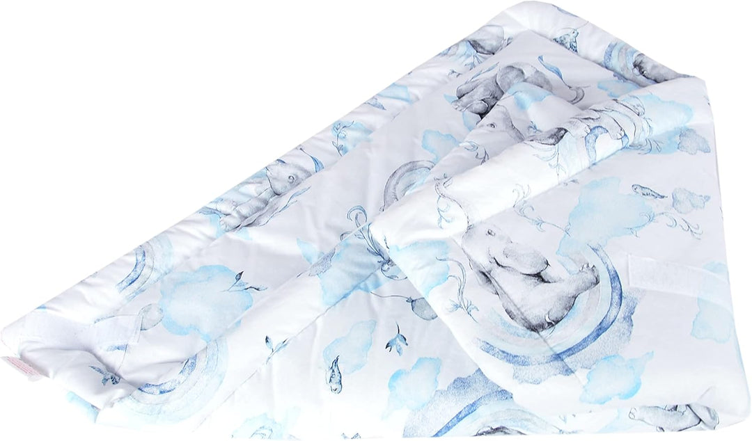 Babylux Einschlagdecke BABYHÖRNCHEN 75 x 75 cm Baby Neugeborene Erstausstattung (126. Elefanten Blau
