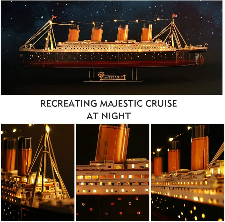 CubicFun Titanic 3D-Puzzle, LED, 88 cm, Modell Titanic, Spielzeug für Erwachsene und Jugendliche, 26