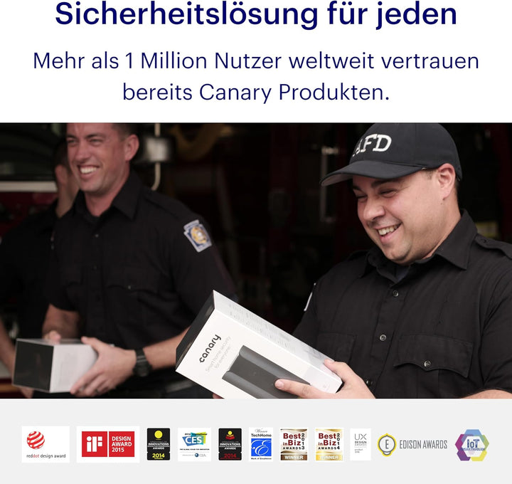 Canary View Überwachungskamera 1080p HD WiFi IP | 24/7 Live-Übertragung, Bewegungsmelder, 2-Wege-Aud