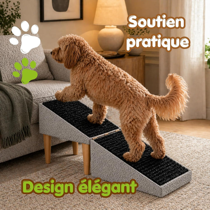 Outentin Hundetreppe Klappbar – rutschfeste Hunderampe & Weiche Haustiertreppe für Kleine & Grosse H