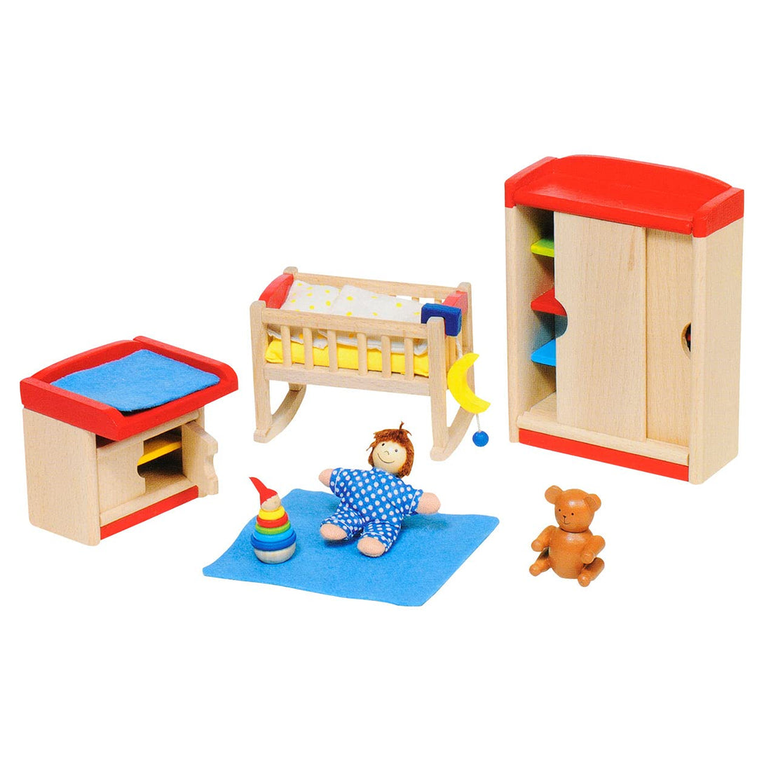 Goki 51905 - Kinderzimmer, 12-teilig, Puppenhausmöbel Single, Single