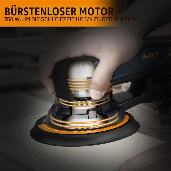 MAXXT 5.0mm Exzenterschleifer Brushless | 350W EC-Motor |150mm &amp; 125mm Dual-Schleifplatte | 4000-100