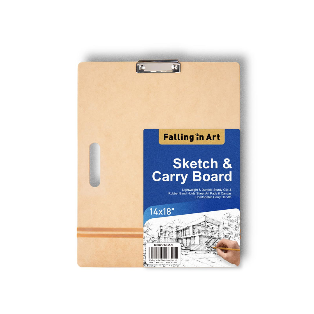 COOZEE 36x46cm Drawing Board für Künstler, Klemmbrett Holz mit robustem Clip und Gummibändern, Tragb