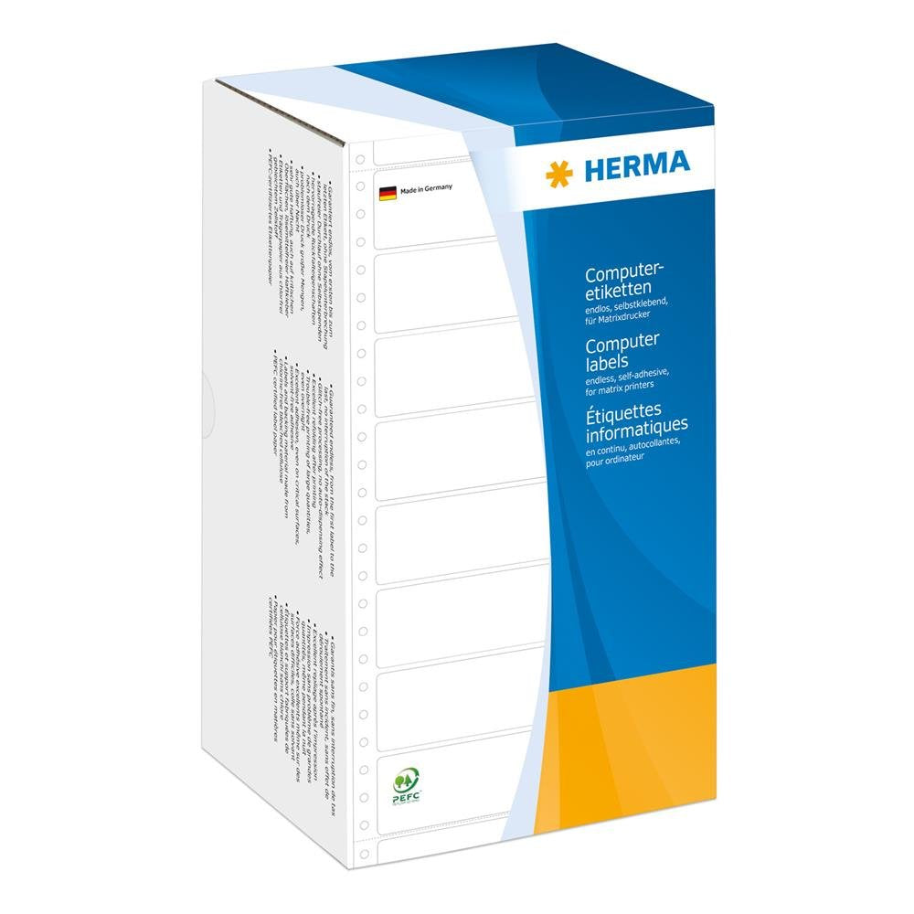 HERMA 8294 Computeretiketten endlos perforiert, 147,32 x 73,8 mm, 1-bahnig, 4000 Aufkleber, selbstkl