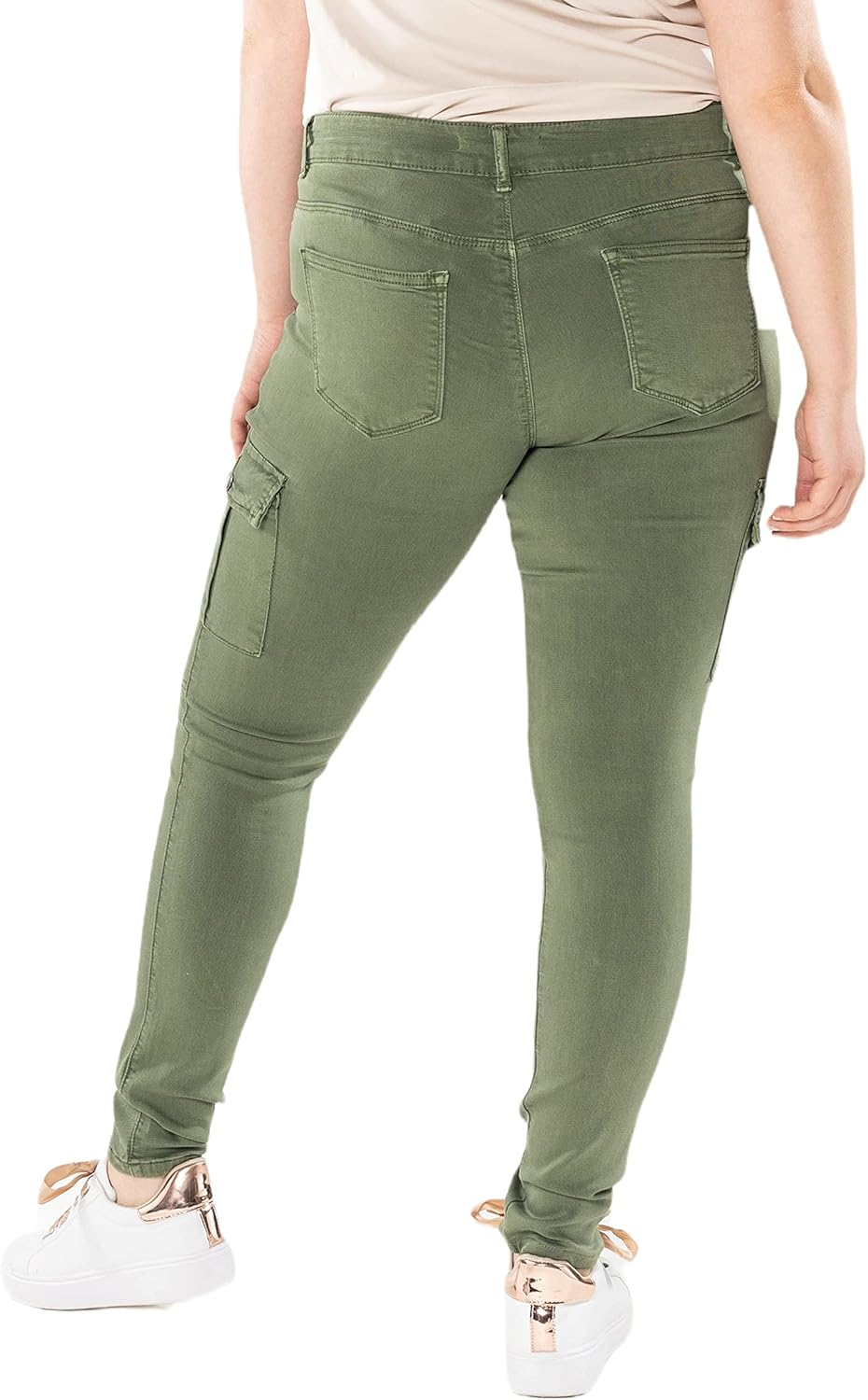 Nina Carter Damen Cargo Jeans grossen Grössen Stretchjeans Plus Size Jeanshosen Used-Look Denim Hose