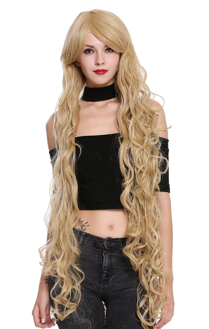 WIG ME UP - CL-100-86 Perücke Damenperücke extrem lang Rapunzel Locken gelockt hellblond