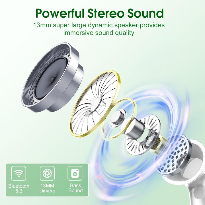 Csasan Bluetooth Kopfhörer, Kabellos Bluetooth 5.3 Deep Bass mit 4 ENC Mic, 40Std Spielzeit Touch Co