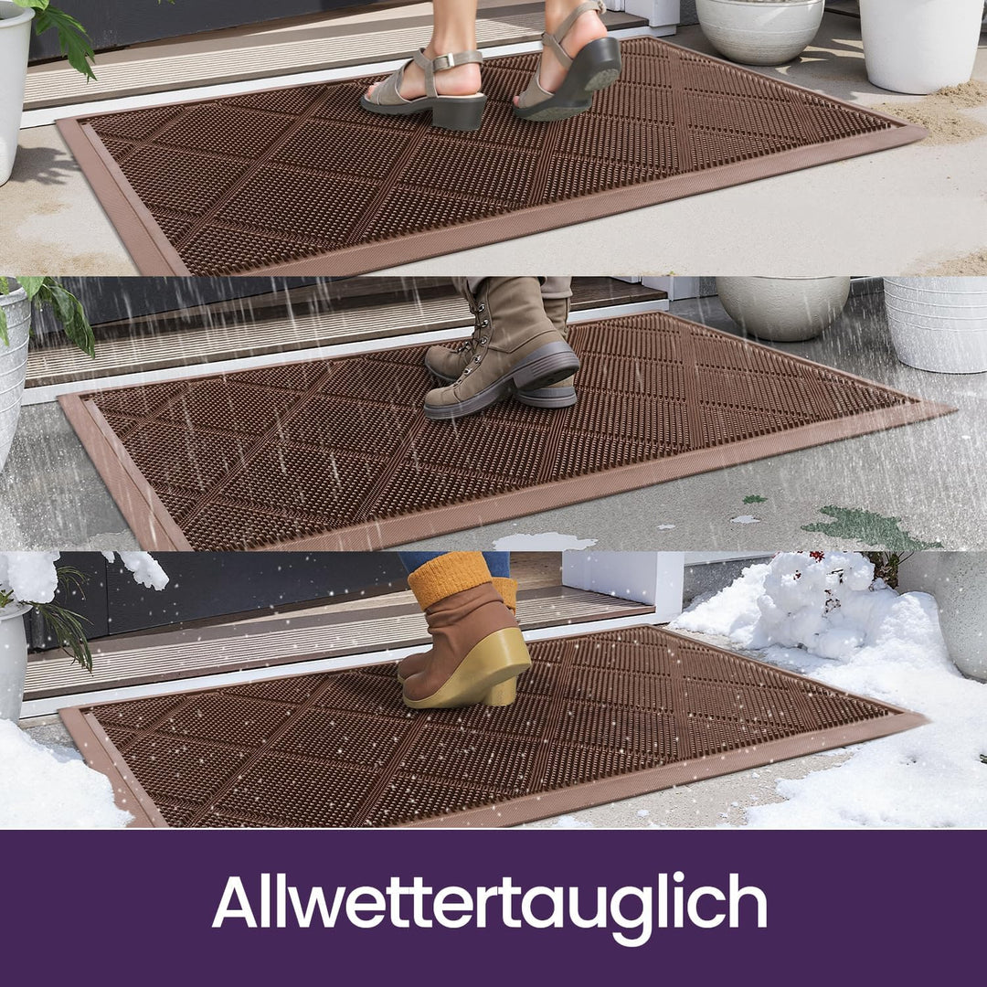 DEXI Fussmatte Aussen 43 x 90 cm, rutschfest Schmutzfangmatte mit Noppen, Wasserdicht Fussabtreter A