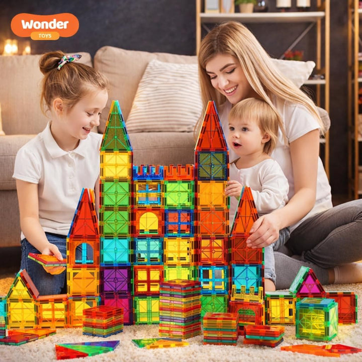 Wonder Toys 64 Teile Klassische Magnetblöcke, originelles magnetisches Bauspielzeug für Jungen und M