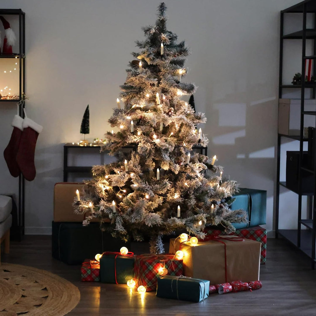 SVITA Künstlicher Weihnachtsbaum 150cm Weiss klappbar mit 371 Zweig-Spitzen inkl. Metall Ständer Chr