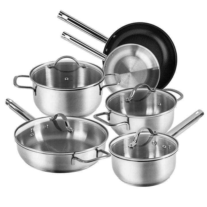 Karcher Topfset Jovita aus Edelstahl, Kochgeschirr Induktion-Kochtopf-Set, Töpfe mit Glasdeckel/Pfan