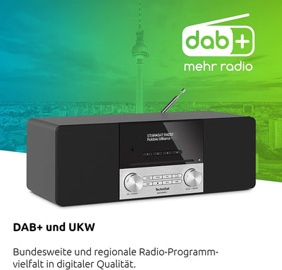 TechniSat DIGITRADIO 3 - Stereo DAB Radio Kompaktanlage (DAB+, UKW, CD-Player, Bluetooth, USB, Kopfh