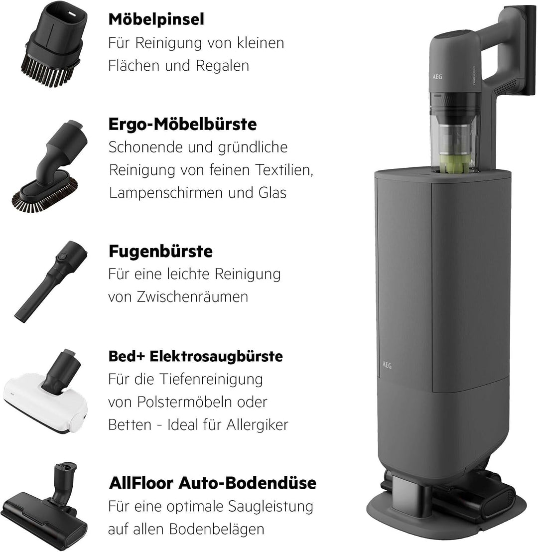 AEG ULTIMATE 7000 GEN2 Akku‑Staubsauger, Leicht, Leistungsstark, All‑in‑One Station f. Hygienische S