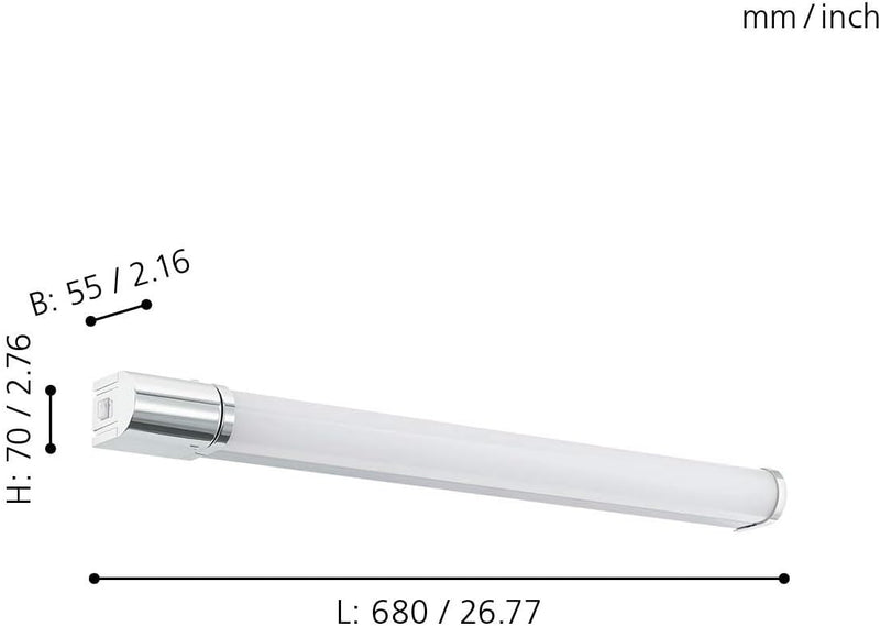 EGLO LED Wandlampe Tragacete 1, 1 flammige LED Spiegelleuchte mit Steckdose, Wandleuchte aus Alumini