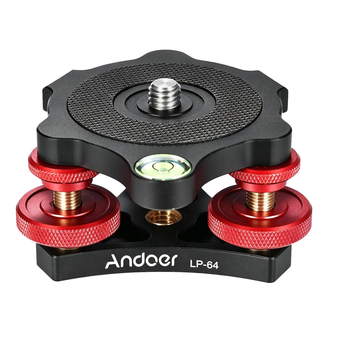 Nivellierbasis,Andoer LP-64 Stativ Nivellierbasis Tri-Rad Precision Leveler mit Blase Level 3/8" Sch