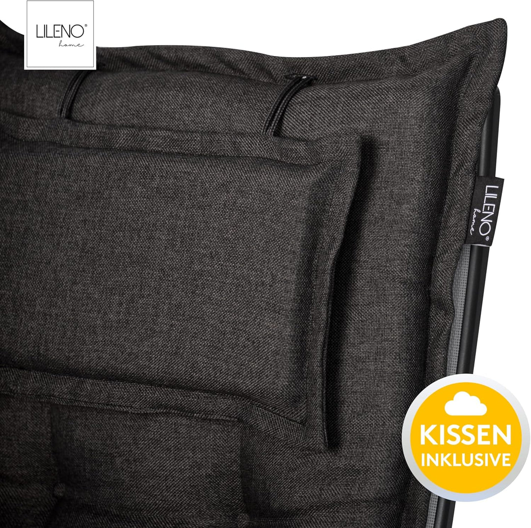 LILENO HOME Sonnenliege Auflage als [1er Set - Rollliege] in Anthrazit Y - Gartenliegen Auflage perf