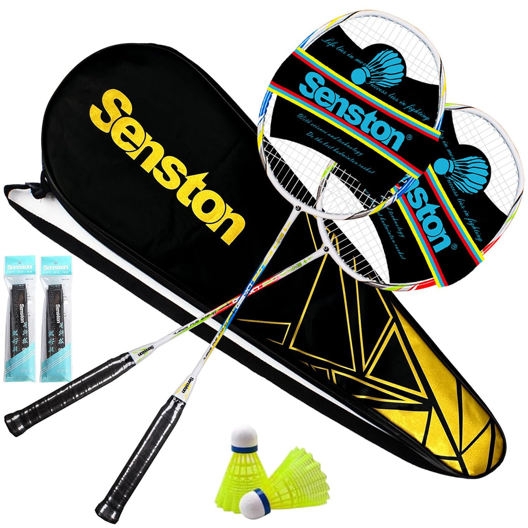 Senston Graphit Badminton Set Carbon Profi Badmintonschläger Leichtgewicht Badminton Schläger Federb