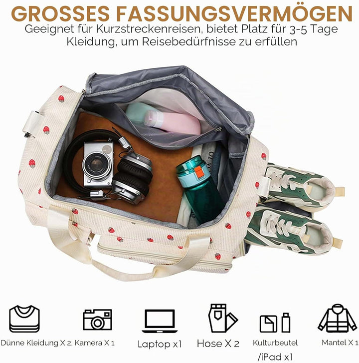 Sporttasche für Damen, Faltbare Reisetasche, Handgepäck, Fitnesstasche, Wochenendtasche mit Schuhfac