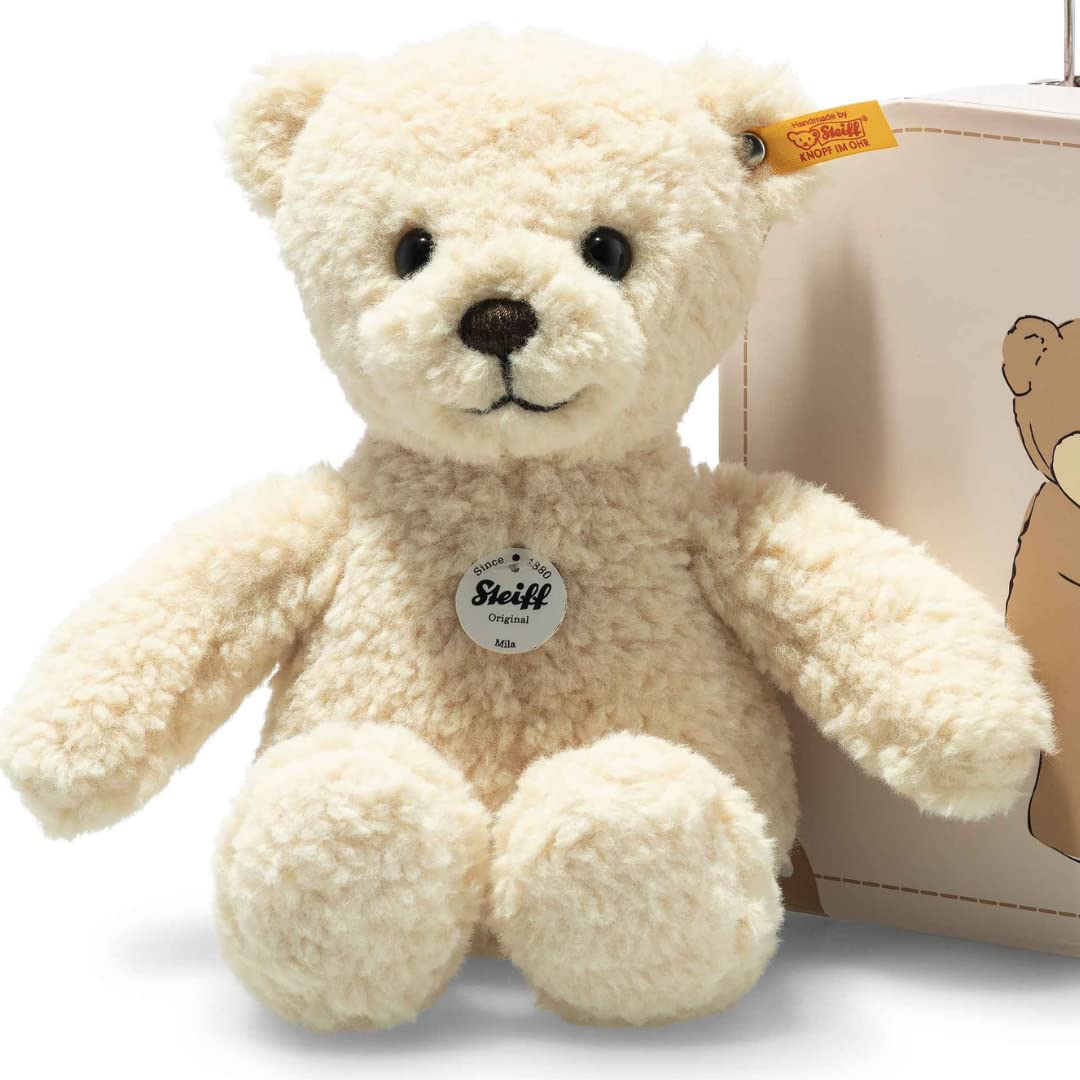 Steiff 114038 Teddybär Mila - 21 cm - Kuscheltier - vanille im Koffer Autumn Blonde, Autumn Blonde
