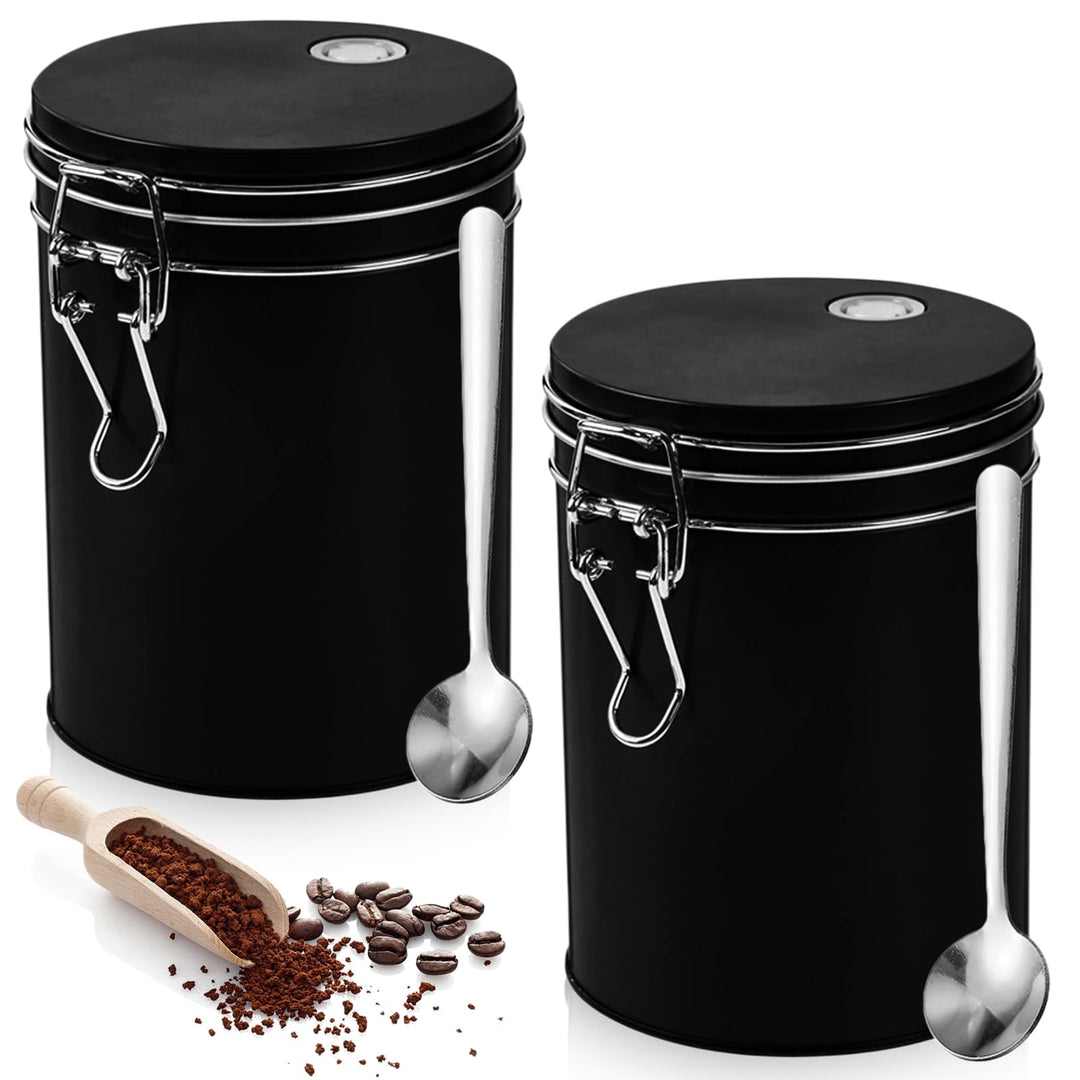 450ml Kaffeedose Edelstahl Luftdicht Mit Ventil, 2 Stuck Kaffeedose Luftdicht Aus Edelstahl, 2 Silbe