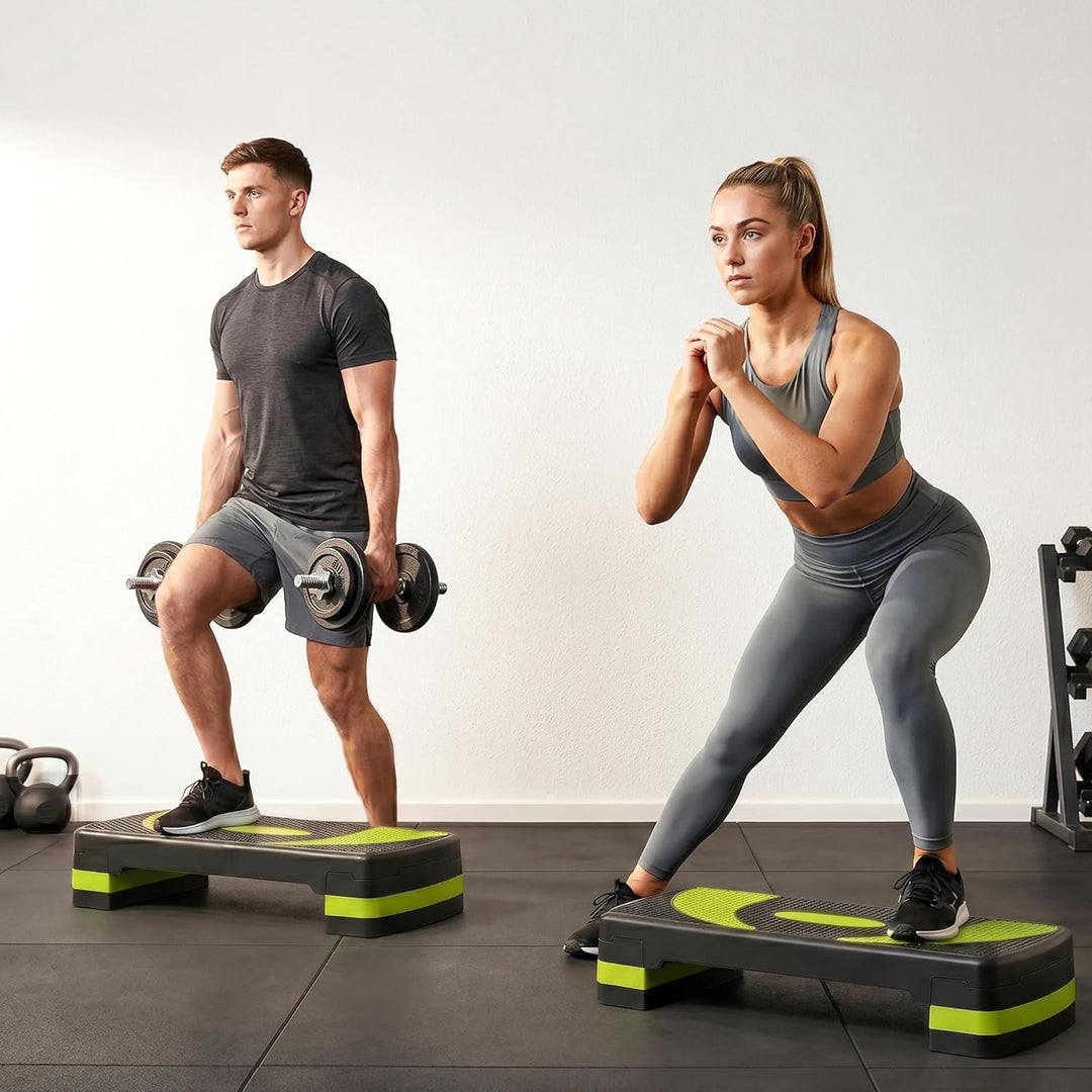 HOMCOM Steppbrett Aerobic-Stepper höhenverstellbar mit 3 Stufen (10/15/20 cm) Fitness Heimtrainer fü