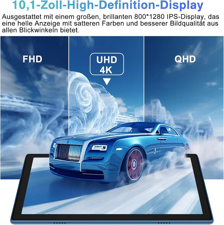 2026 Tablet 10.1 Zoll Android Octa-Core 22GB RAM+128GB ROM 1TB TF, Widevine L1,5G+2.4G WiFi, GMS,BT