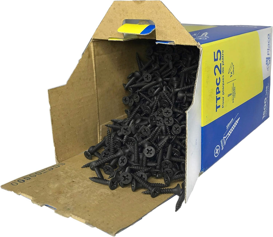 PLACO® – Set mit 1500 Stück selbstbohrenden Schrauben, 25 mm, für Plaplatre – E02140100, grau 25mm,