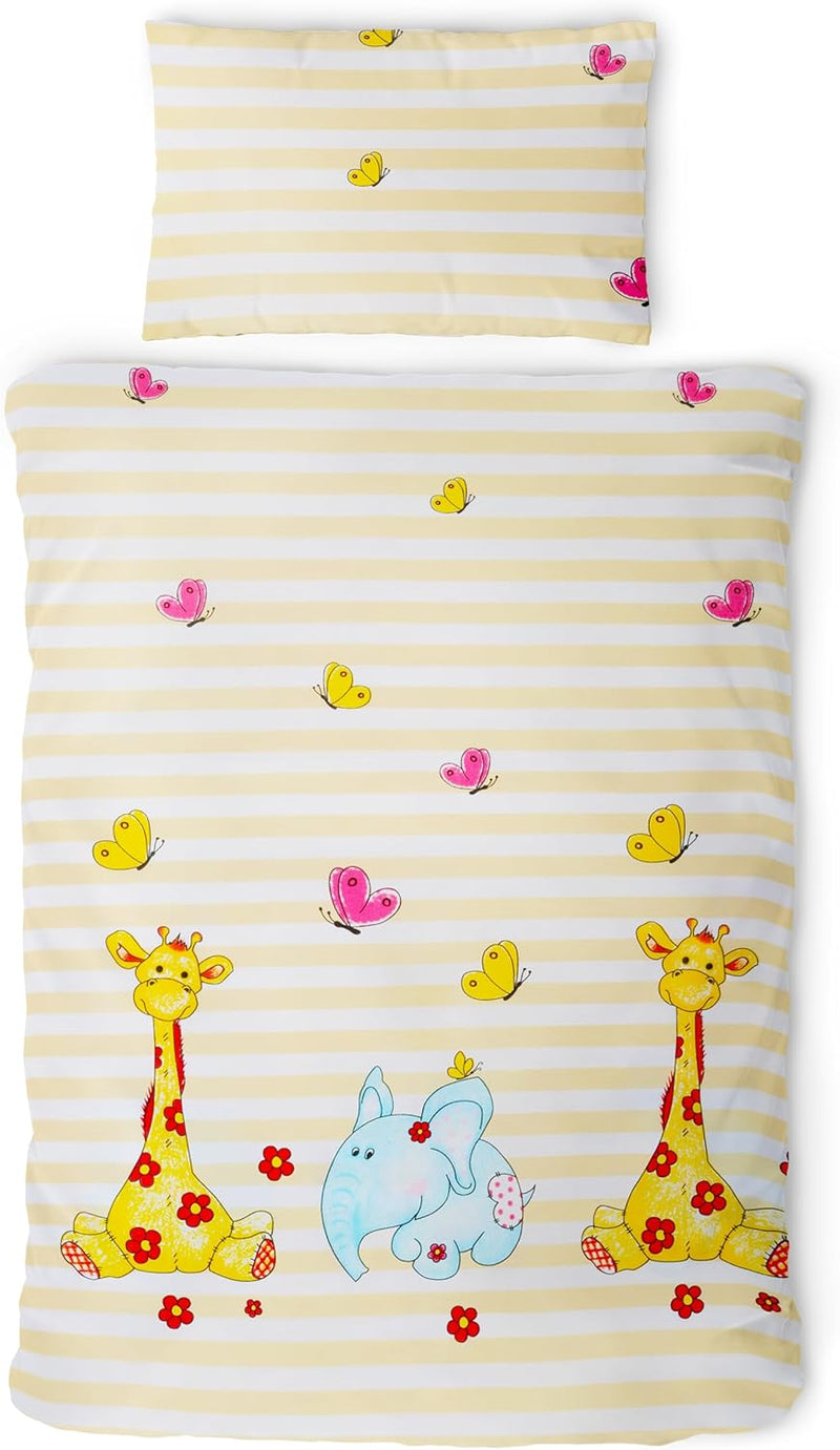 Gräfenstayn® 2-tlg. Kinderbettwäsche Set mit Tiermotiv und integriertem Reissverschluss - aus 100% B