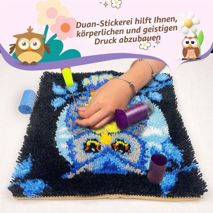 YOOTOM Knüpfteppich Zum Selber knüpfen, Knüpfsets Latch Hook Kit Selbst Knüpfen Set für Kinder und E