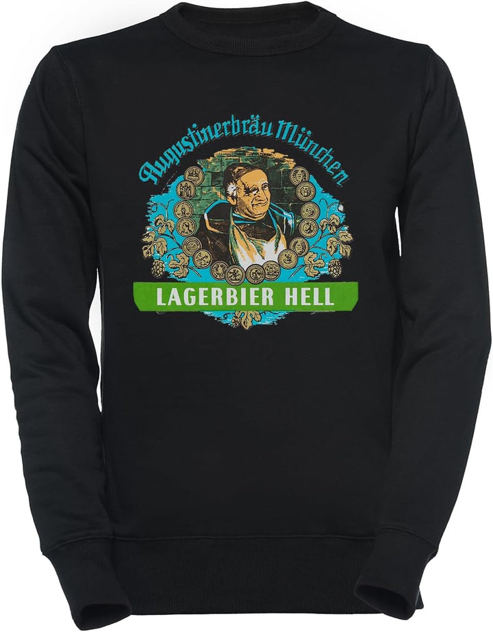 Luxogo Augustiner Munich Bee.Lagerbier Hell Unisex Schwarzer Pullover Herren Damen Unisex Black Jump
