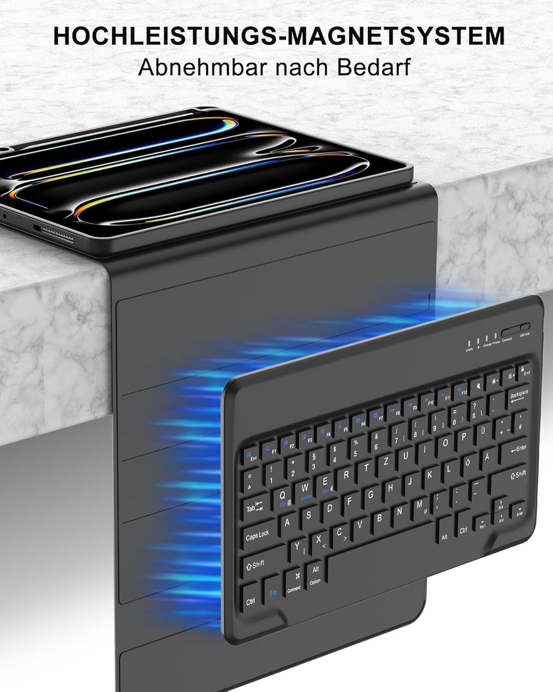 Hülle mit Tastatur für das iPad Pro 13" (2025 M5 A3360/A3361/A3362 & 2024 M4 A2925/A3007/A2926), Deu