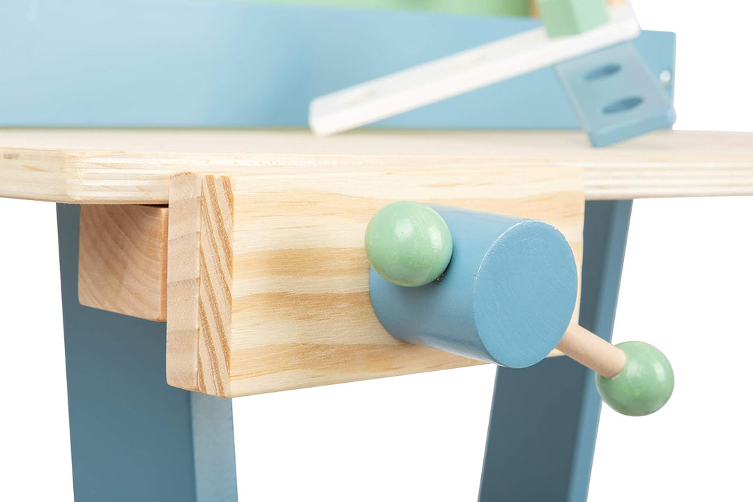 small Foot Werkbank Nordic aus Holz, inkl. Werkzeugen und Zubehör, Rollenspielzeug für Kinder, ab 3