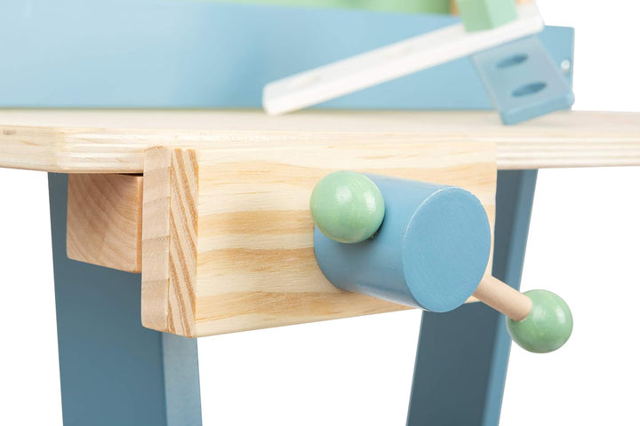 small Foot Werkbank Nordic aus Holz, inkl. Werkzeugen und Zubehör, Rollenspielzeug für Kinder, ab 3
