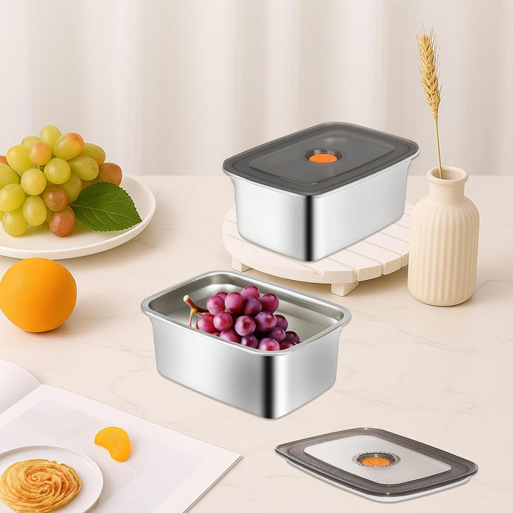 10 Stück Edelstahl Frischhaltedosen mit Silikondeckel, 1500 ml Meal Prep Boxen, Stapelbare Metall-Le
