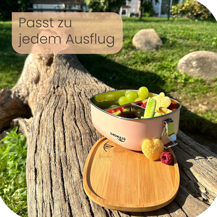 Ringwald Edelstahl Rosa Brotdose Kindergarten Schule gross 1400ml Lunchbox Brotdose Vesperdose Fäche
