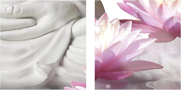 Runa Art - Bilder Buddha Feng Shui 200 x 100 cm 5 Teilig XXL Wanddekoration Design Grau Rosa 011651a