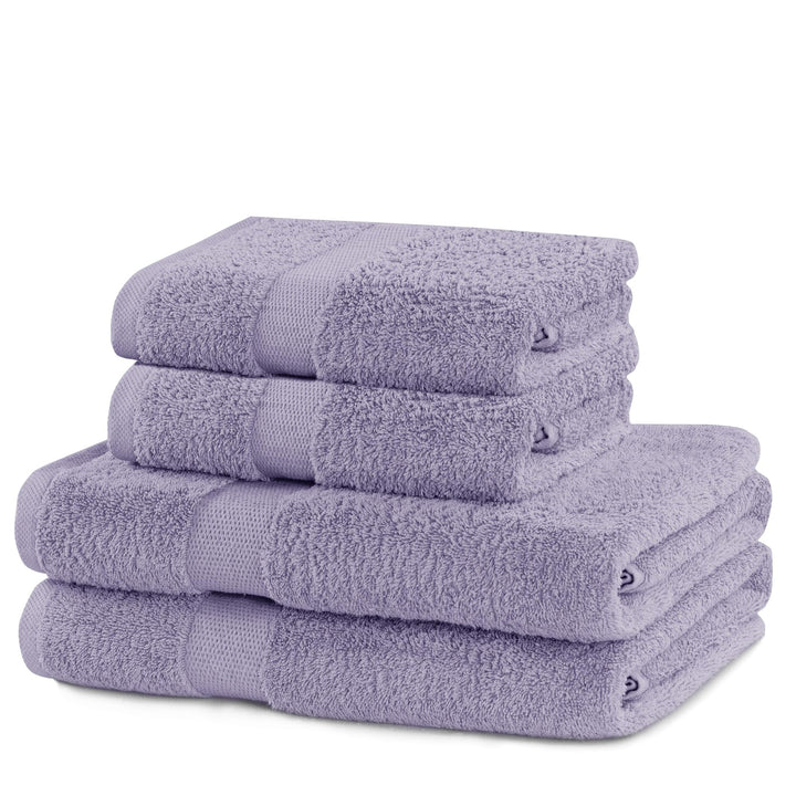 DecoKing 4er Set Baumwolle Qualität 525g/m² 2 Handtücher 50x100 cm und 2 Badetücher 70x140 cm lila s